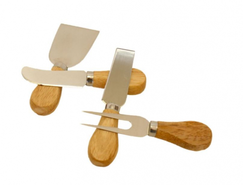 Set 4 ustensile pentru servire branza cu maner din bambus [1]