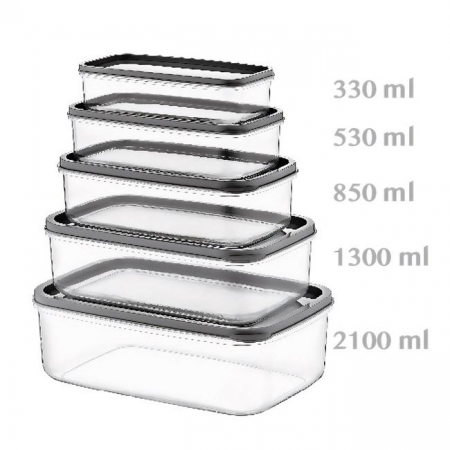 Articole Bucatarie - Set 5 caserole cu capac,5 marimi,plastic,multicolor