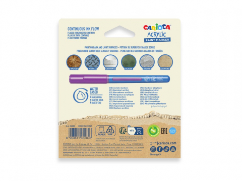Set 5 markere Carioca acrilice, vârf pensulă, culori opace [4]