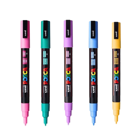 Produse art & craft-Lucru manual - Set 5 markere culori pastelate PC-3M varf fin,0.9-1.3 mm,UNI