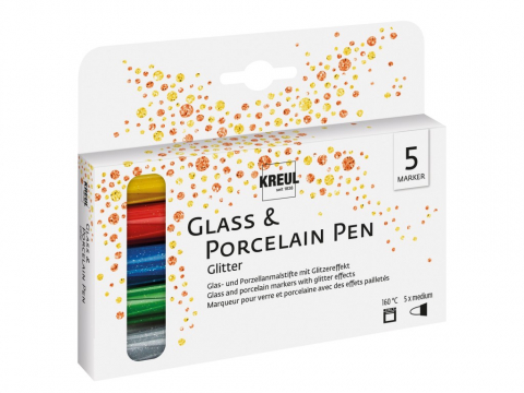 Set 5 markere vopsea pe baza de apa pentru sticla si portelan,varf mediu [1]