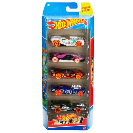 Masinute, Motociclete, Elicoptere, Avioane & Trenulete - Set 5 Mașini Hot Wheels Action 