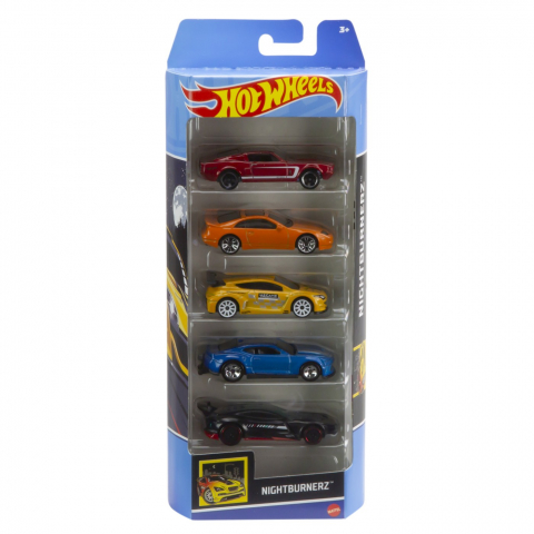 Jocuri si articole copii - Set 5 Masini Hot Wheels Nightburnerz