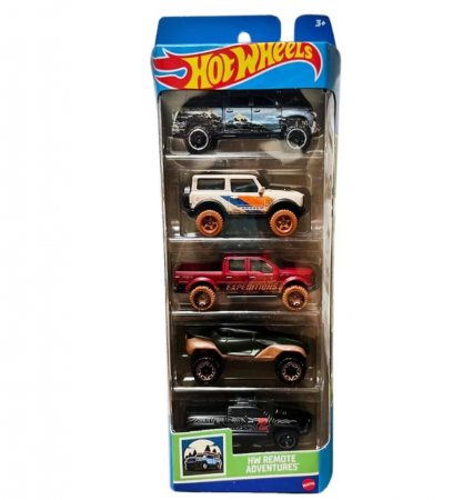 Masinute, Motociclete, Elicoptere, Avioane & Trenulete - Set 5 Mașini Hot Wheels Remote Adventures 
