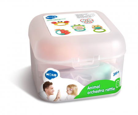 Jocuri si articole copii - Set 5 Zornăitoare în Cutie Orchestra Animaluțelor