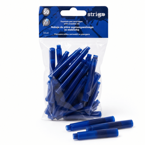 Set 50 rezerve pentru Stiloul cu stergere Strigo cu Cerneală Albastră –  Ștergere prin Fricțiune [2]