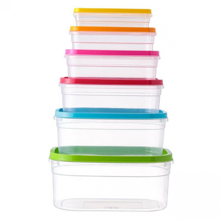 Articole Bucatarie - Set 6 caserole cu capac,6 marimi,plastic,multicolor