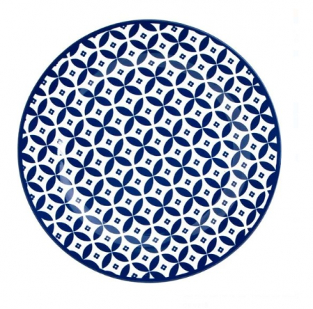 Set 6 farfurii albastre pentru servire din portelan cu design Romb [1]