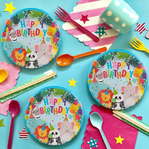 Set 6 Farfurii din Carton pentru Petrecere, cu tematica animale, 18 cm [1]