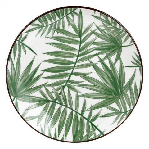 Farfurii - Set 6 farfurii pentru desert din portelan,model frunze tropical ,15 cm
