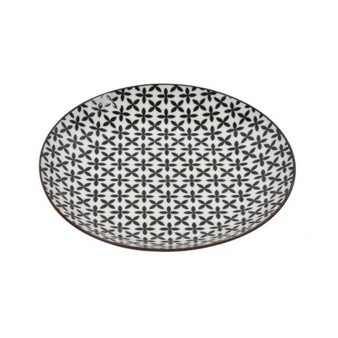 Set 6 farfurii pentru servire din portelan, model floricele,negru,19 cm [2]
