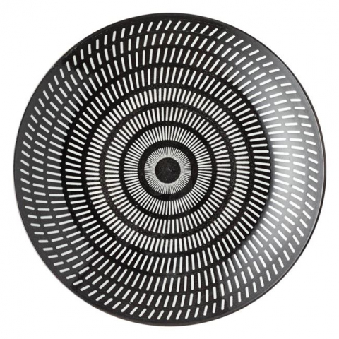 Farfurii - Set 6 farfurii pentru servire din portelan, model liniar,negru,19 cm
