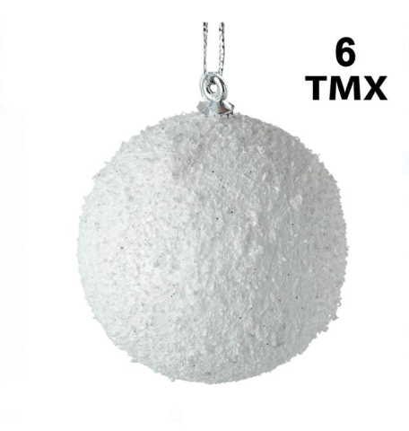 Produse art & craft-Lucru manual - Set 6 globuri din polistiren cu efect de zapada,alb,6 cm
