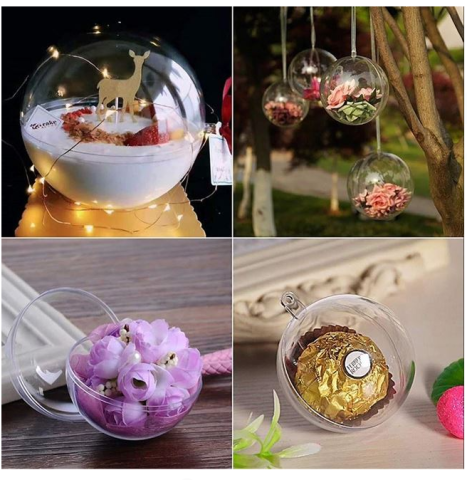 Set 6 globuri transparente din plastic cu șnur de agățat,6 cm [1]