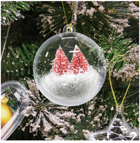 Set 6 globuri transparente din plastic cu șnur de agățat,6 cm [2]