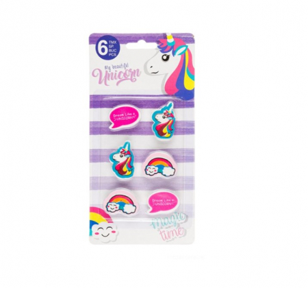 Set 6 gume de sters cu Imprimeu Unicorn si Curcubeu [2]