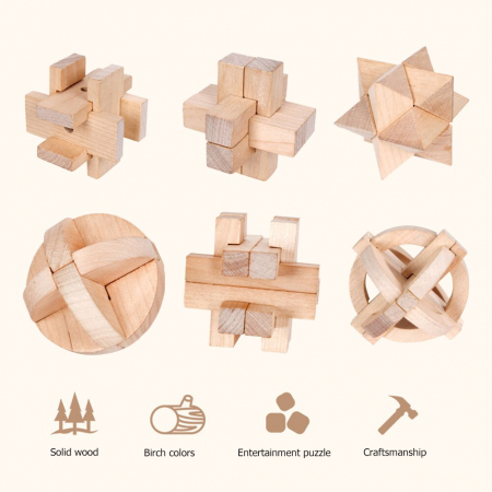 Set 6 jocuri logice din lemn masiv Lu Ban [1]