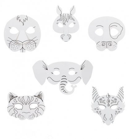 Hartie creatie - Set 6 masti cu animale din hartie pentru creatii art&craft