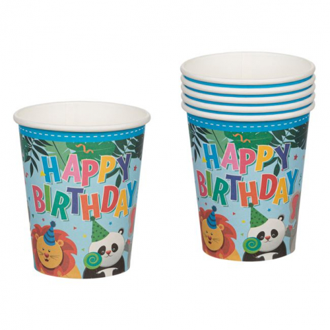 Articole pentru Petrecere - Set 6 pahare din Carton pentru Petrecere, tematica cu animale - 270ml