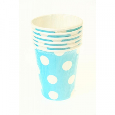 Articole pentru Petrecere - Descoperă Setul de 6 Pahare GoDan Party - Buline Albe, 270 ml, Carton, Bleu