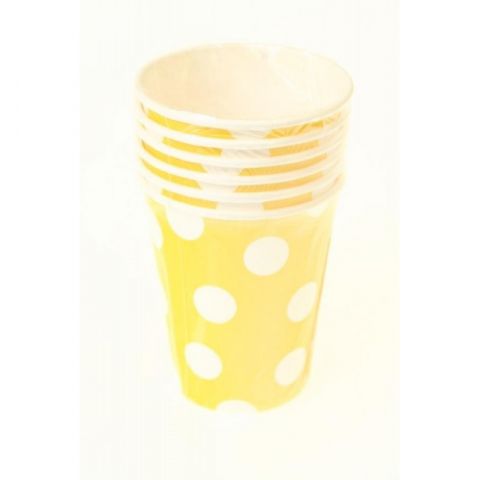 Articole pentru Petrecere - Descoperă Setul de 6 Pahare GoDan Party - Buline Albe, 270 ml, Carton, Galben
