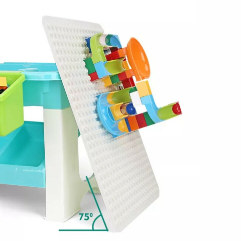 Set 69 piese de constructie cu masuta si 4 cutii de depozitare,plastic,2-4 ani, 68x36x31 cm [5]