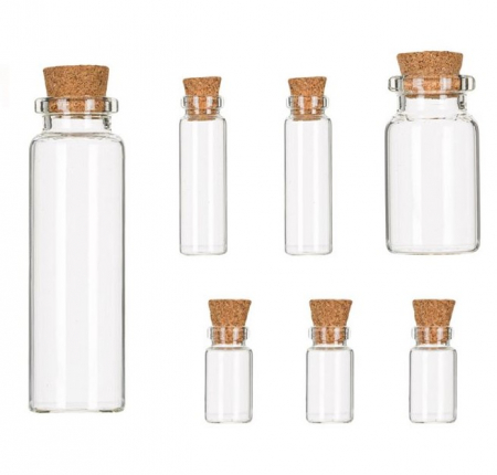 Produse art & craft-Lucru manual - Set 7 sticlute cu dop de pluta pentru activitati crafts