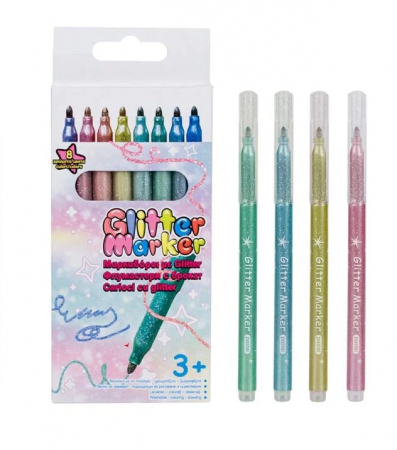 Carioci - Set 8 carioci glitter cu varf mediu