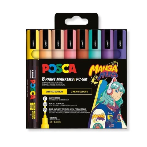 Produse marca POSCA - Set 8 markere Posca PC-5M Mango Hero-Editie Limitata
