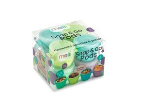 Accesorii hranire bebelusi - Set 8 recipiente din silicon Snap&Go pentru bebelusi Melii,multicolor,118 ml