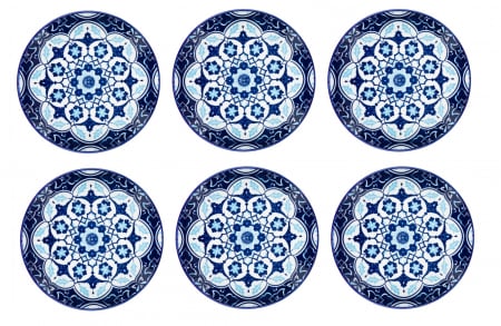 Farfurii - Set 6 farfurii albastre pentru servire din portelan