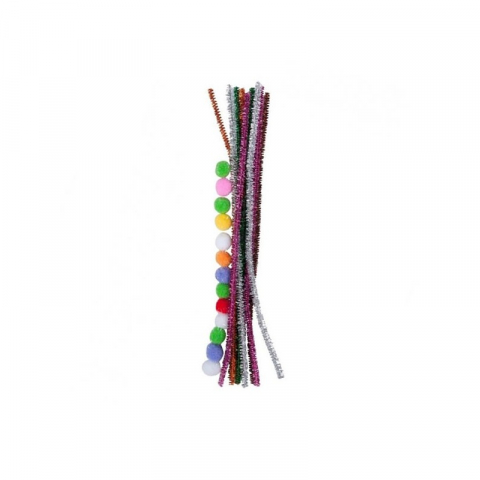 Set activitati crafts sarma plusata cu pompoane,25 bucati/set
