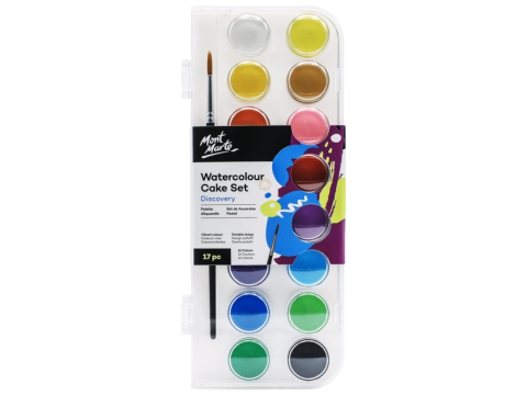 Acuarele - Set acuarele Mont Marte pentru pictura, 17 culori/set, cu pensula