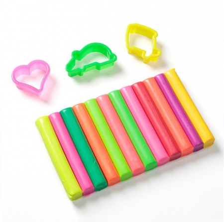 Plastilina - Set batoane plastilina si accesorii -12 culori NEON