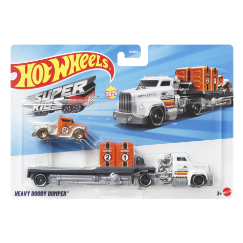 Avioane si Elicoptere jucărie - SET CAMION SI MASINA HOT WHEELS SUPER RIGS HEAVY DOODY DUMPER