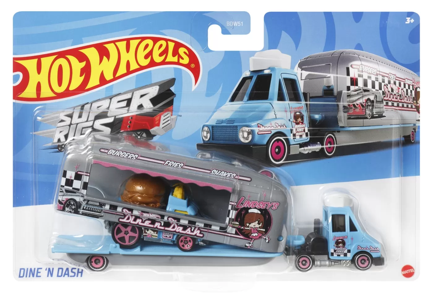 Jocuri si articole copii - Set Camion Si Masina Sport Hot Wheels Dine N Dash