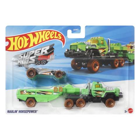 Avioane si Elicoptere jucărie - SET CAMION SI MASINA SPORT HOT WHEELS HAULIN HORSEPOWER