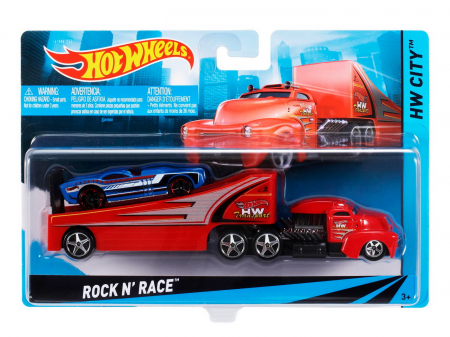 Masinute, Motociclete, Elicoptere, Avioane & Trenulete - Set Camion și Mașina Sport Hot Wheels Rock N Race 