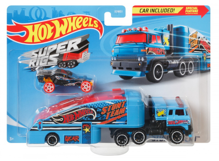 Masinute, Motociclete, Elicoptere, Avioane & Trenulete - Set Camion și Mașină Sport Hot Wheels Stuntin Semi 