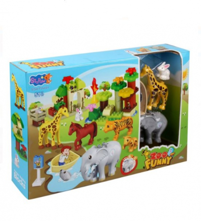 Set constructie cuburi si figurine animale-51 piese [1]