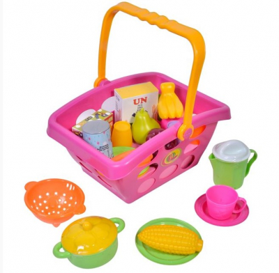 Jocuri si articole copii - Set coș cumpărături cu accesorii pentru supermarket