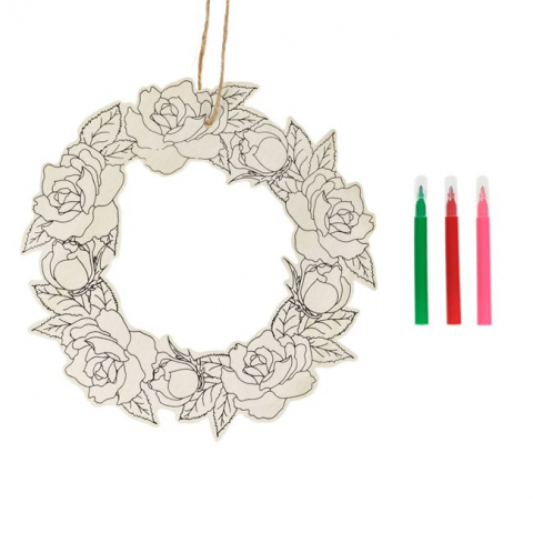 Accesorii art&craft lemn - Set creativ Coronita de colorat cu 3 carioci incluse,lemn,21 cm