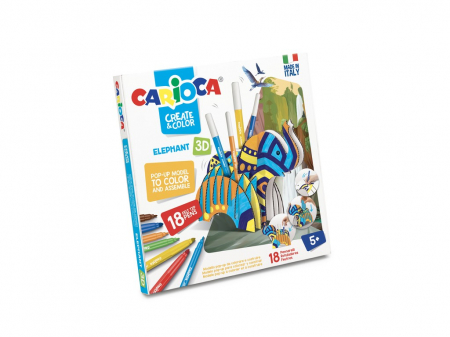 Seturi creative pentru copii - Set creativ Create & Color Carioca Elefant 3D