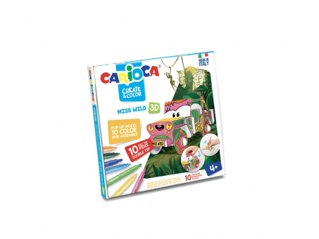 Seturi creative pentru copii - Set creativ Create & Color Carioca Miss Wild 3D