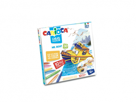 Seturi creative pentru copii - Set creativ Create & Color Carioca Mr. Boat 3D