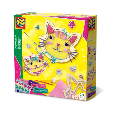 Produse art & craft-Lucru manual - Kit creativ  pentru copii de broderie pe tull pentru copii cu pisici