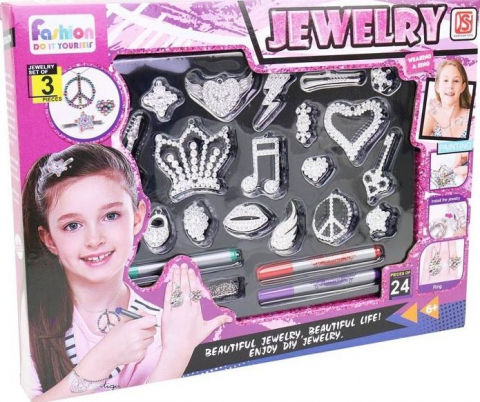 Jocuri si jucarii creative - Set creativ de colorat bijuterii cu 3 markere incluse, +4 ani