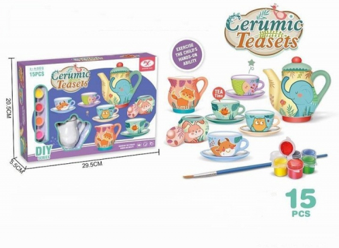 Jocuri si articole copii - Set creativ de pictat Servirea ceaiului, 15 piese, ceramica