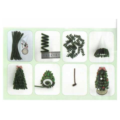 Set creativ DIY Bradut de Craciun, con polistiren, sarma plusata, pom-pom, rondea lemn si accesorii [1]