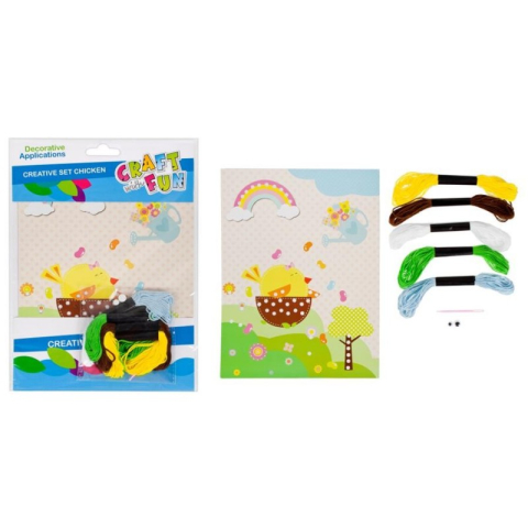 Seturi creative DIY - Set creativ DIY Cos primul meu puisor, ata, ac plastic si sablon hartie
